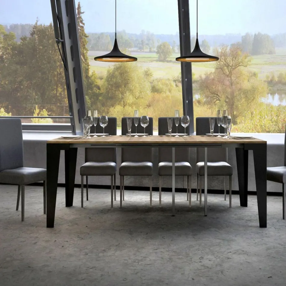 Rozkładana konsola do 300 cm z drewnianych mikrocząstek Made in Italy – Flamber Viadurini