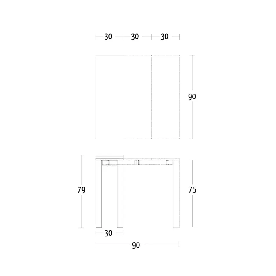 Wysuwana konsola do 90 cm z melaminy i metalu Wyprodukowano we Włoszech - Torba Viadurini