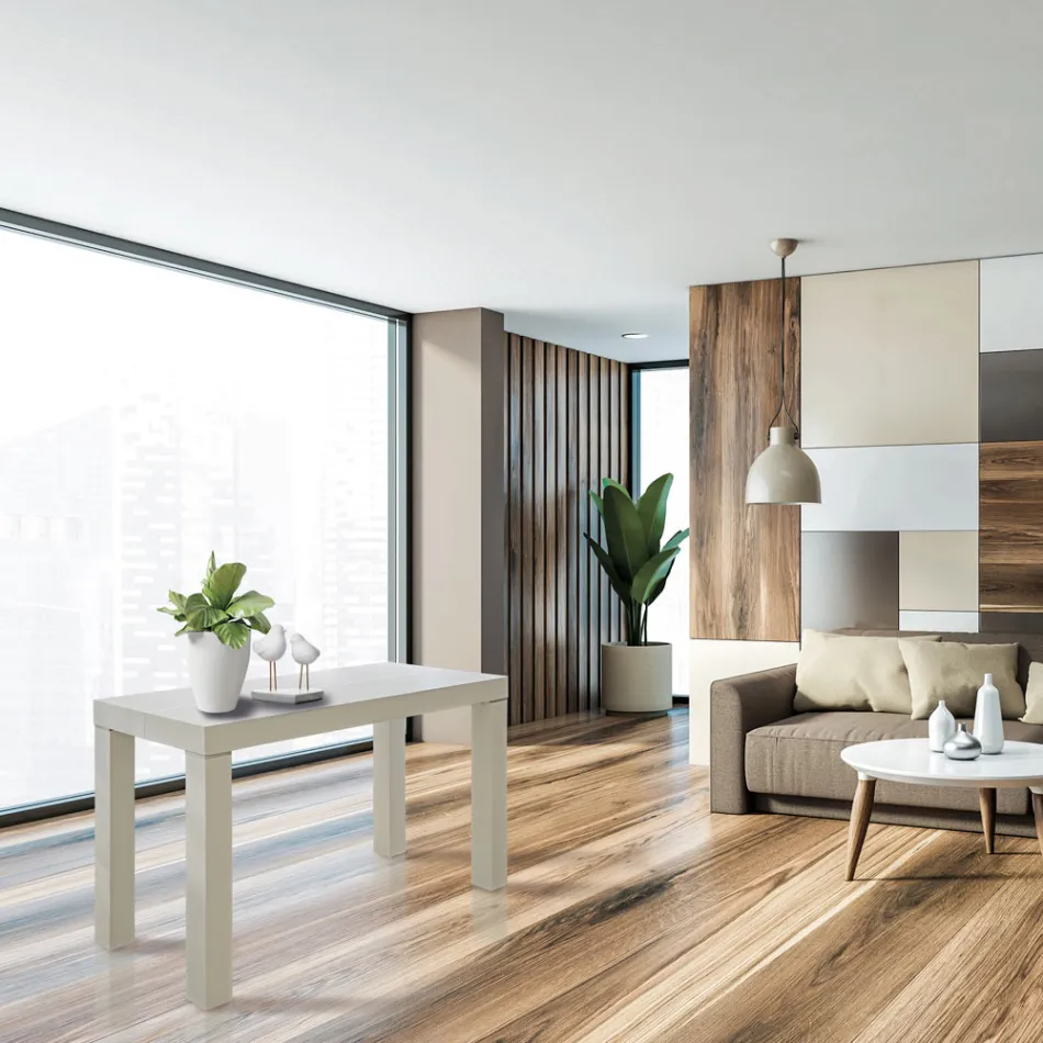 Wysuwana konsola z drewna jesionowego z rozszerzeniami Made in Italy - Gandalf Viadurini