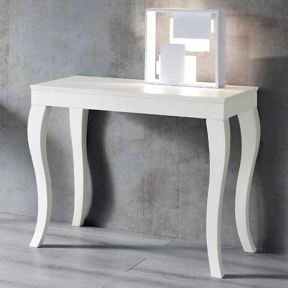 Wysuwana konsola z szarego lakierowanego drewna jesionu - dzięcioł Viadurini