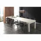 Wysuwana konsola z białej, składanej melaminy Bosa o otwartych porach Viadurini