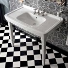 Konsola łazienkowa w stylu vintage 105 cm z białej ceramiki z nóżkami, wyprodukowana we Włoszech - Marwa Viadurini