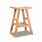 Nowoczesna konsola łazienkowa z naturalnego drewna tekowego z bocznymi haczykami - Zacary Viadurini