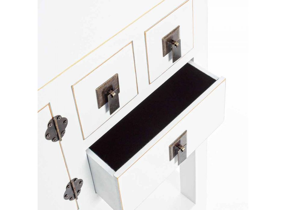 Biała lub czarna konsola z Mdf z 2 drzwiami i 6 szufladami w stylu vintage - Ginepro Viadurini