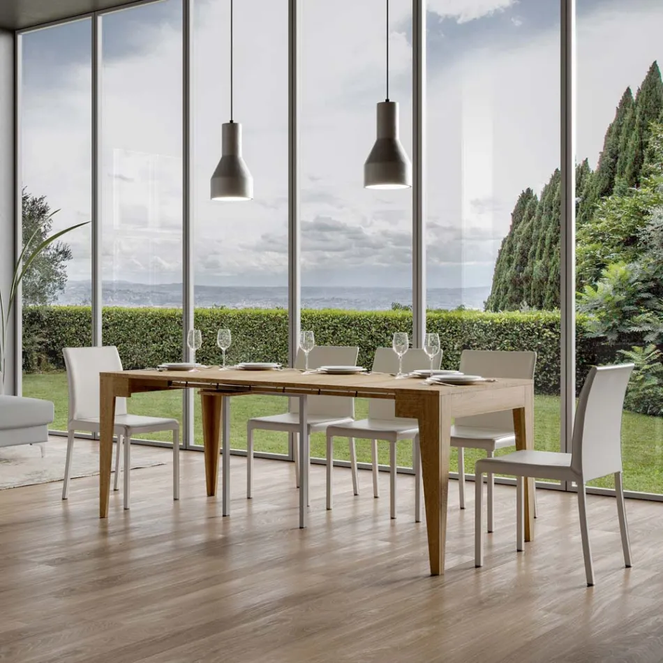 Klasyczna konsola z możliwością przedłużenia do 3 m, wykonana z drewna melaminowego. Wyprodukowana we Włoszech - Argelia Viadurini