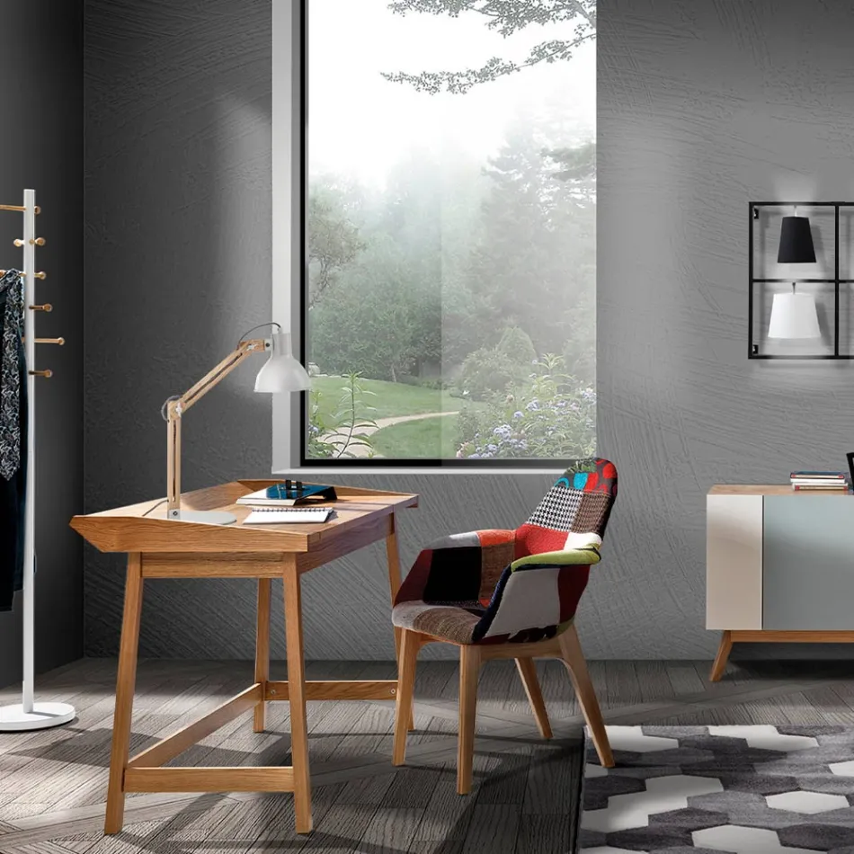 Konsola z biurkiem PC z płyty MDF i drewna - Piłka nożna Viadurini