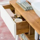 Nowoczesna konsola do łazienki z tekowego drewna tekowego Pistoia Viadurini