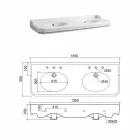 Konsola łazienkowa L 135 cm z podwójną miską ceramiczną Made in Italy - Nausica Viadurini