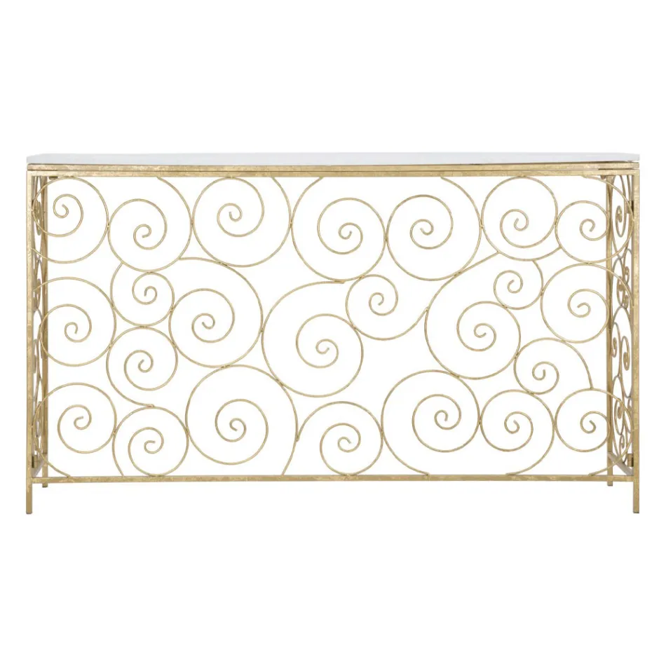 Konsola wejściowa w złotym wykończeniu żelazo z marmurowym blatem - Carlotta Viadurini