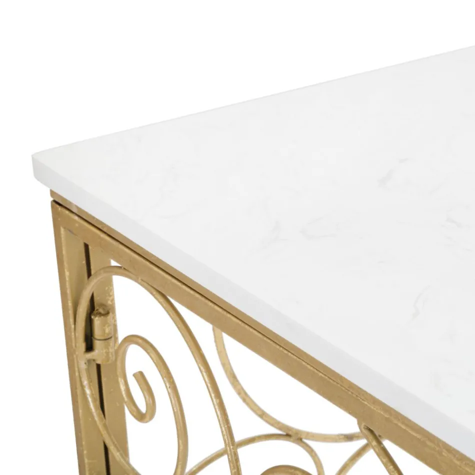 Konsola wejściowa w złotym wykończeniu żelazo z marmurowym blatem - Carlotta Viadurini