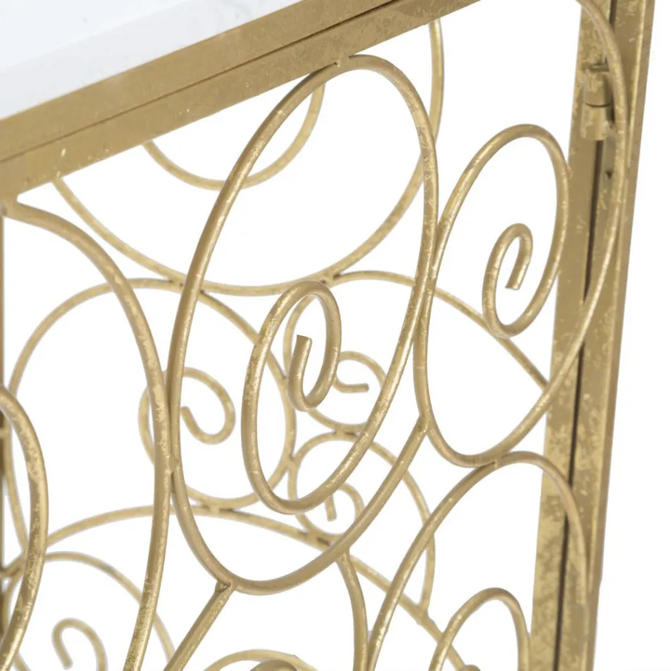 Konsola wejściowa w złotym wykończeniu żelazo z marmurowym blatem - Carlotta Viadurini