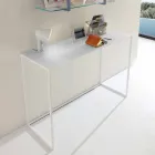 Metalowa konsola do salonu z kryształowym blatem Made in Italy - Iridio Viadurini