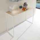 Metalowa konsola do salonu z kryształowym blatem Made in Italy - Iridio Viadurini