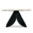 Konsola metalowa Cristina z blatem ceramicznym imitującym marmur do salonu Viadurini