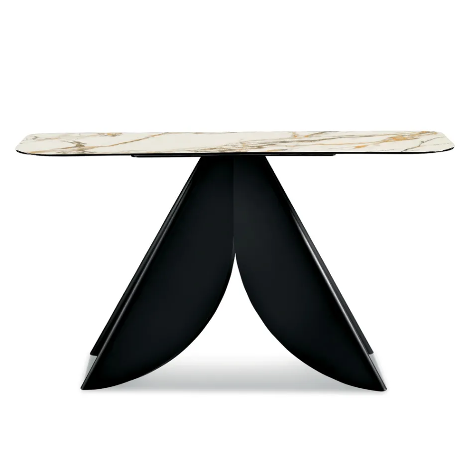 Konsola metalowa Cristina z blatem ceramicznym imitującym marmur do salonu Viadurini