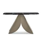 Konsola metalowa Cristina z blatem ceramicznym imitującym marmur do salonu Viadurini