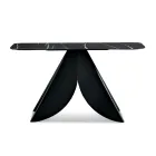 Konsola metalowa Cristina z blatem ceramicznym imitującym marmur do salonu Viadurini