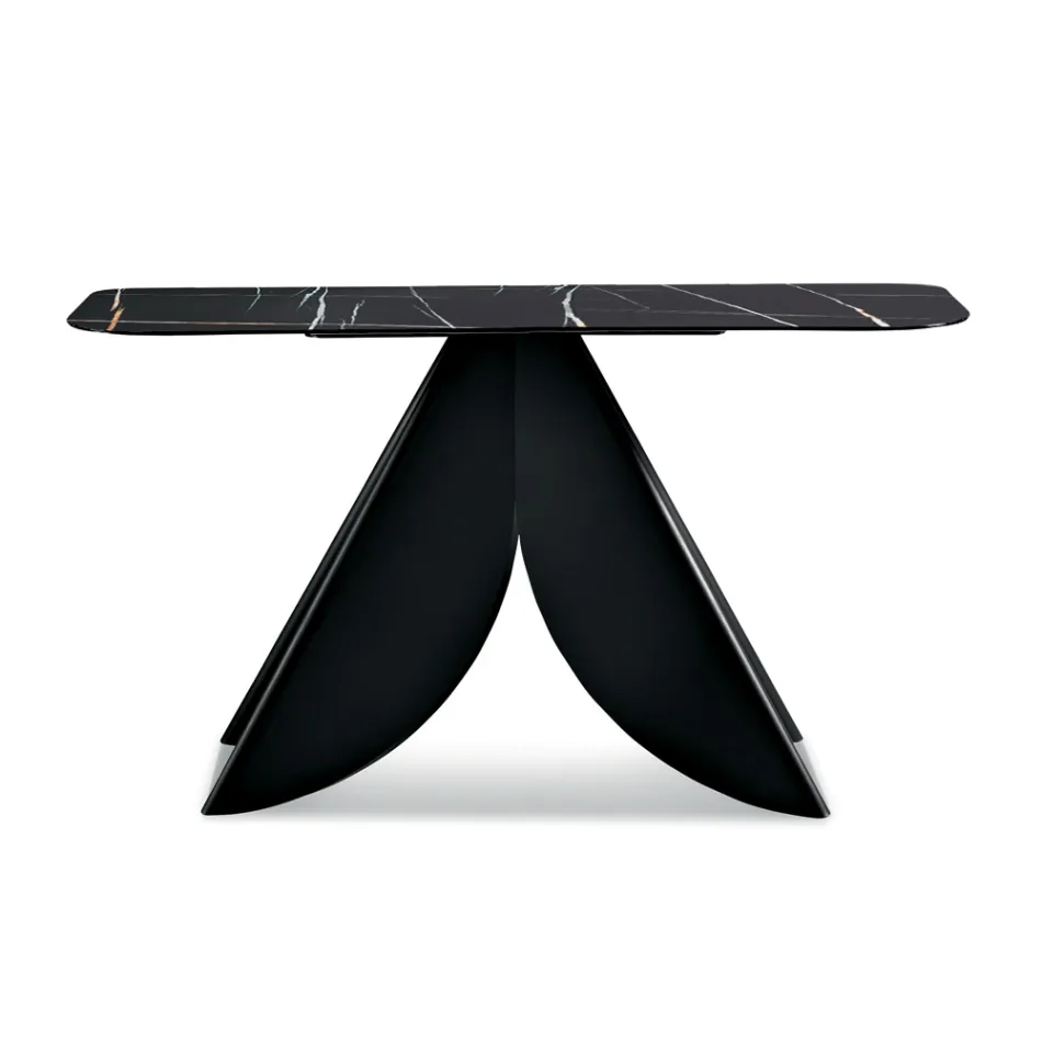 Konsola metalowa Cristina z blatem ceramicznym imitującym marmur do salonu Viadurini