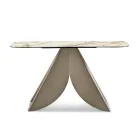 Konsola metalowa Cristina z blatem ceramicznym imitującym marmur do salonu Viadurini