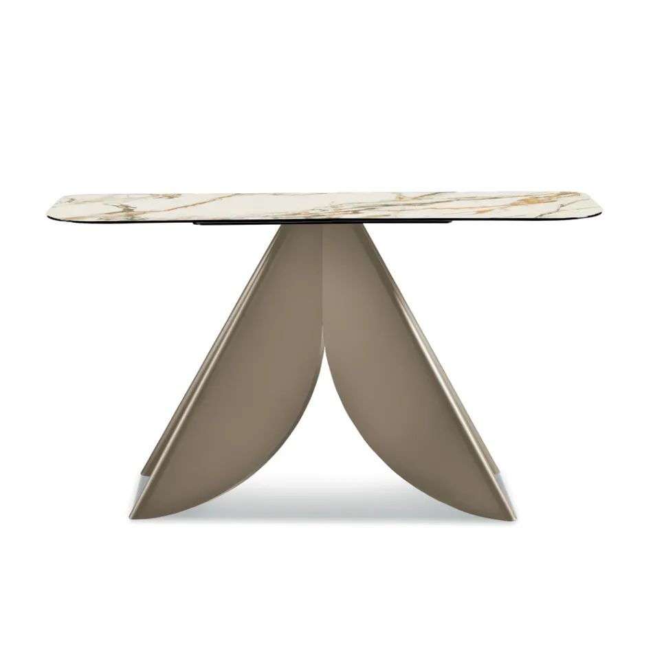 Konsola metalowa Cristina z blatem ceramicznym imitującym marmur do salonu Viadurini