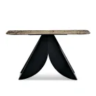 Konsola do salonu z metalu z oparciem i blatem ze srebrzonego szkła młotkowanego - Cristina Viadurini