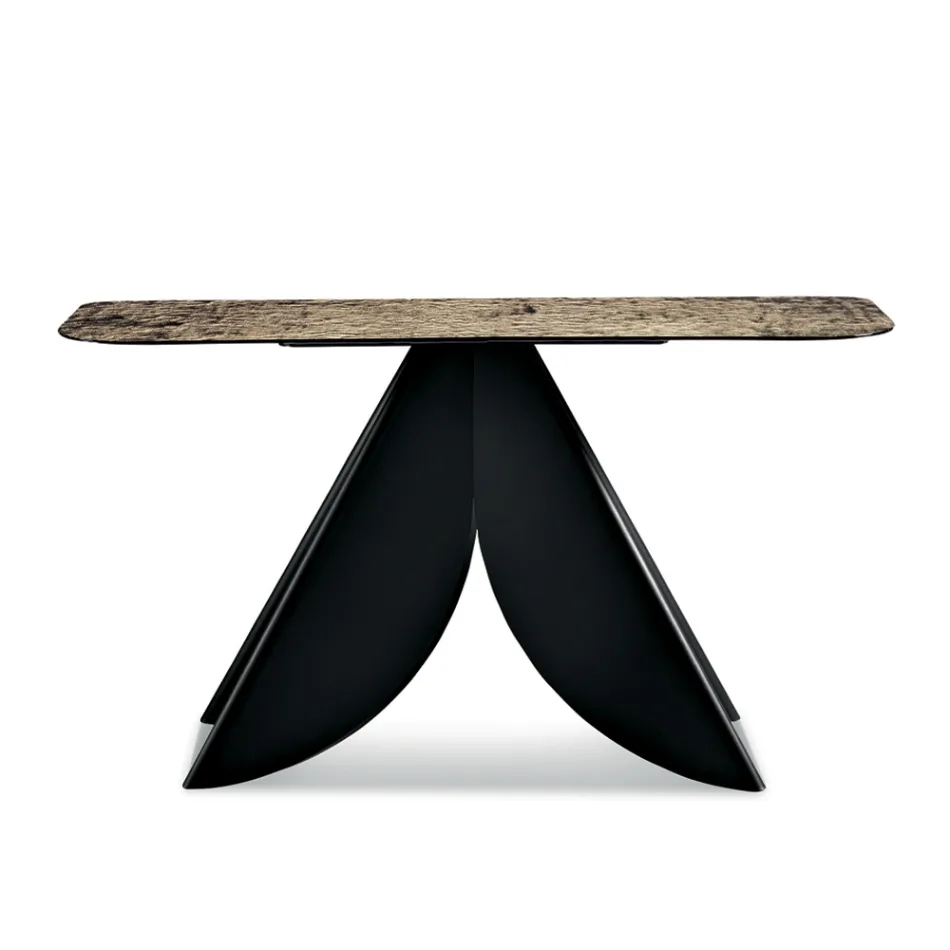 Konsola do salonu z metalu z oparciem i blatem ze srebrzonego szkła młotkowanego - Cristina Viadurini