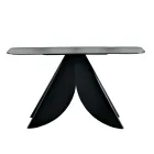 Konsola do salonu z metalu z oparciem i blatem ze srebrzonego szkła młotkowanego - Cristina Viadurini