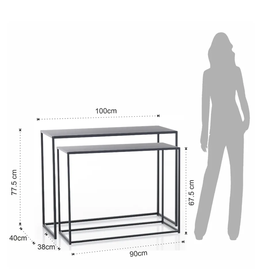 Podwójna konsola wykonana ze stali w kolorze antracytowym - osm Viadurini