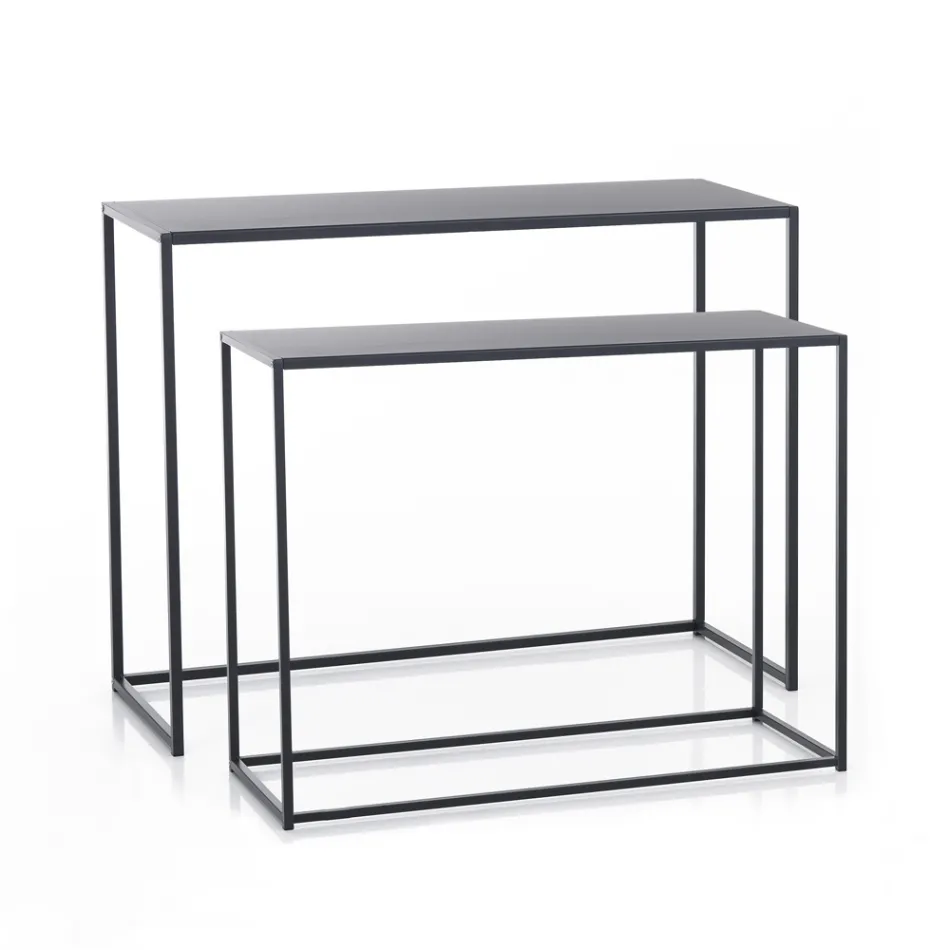 Podwójna konsola wykonana ze stali w kolorze antracytowym - osm Viadurini