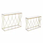 Elegancka konsola ze stali i szkła o nowoczesnym designie i glamour 2 sztuki - Irene Viadurini