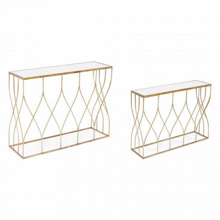 Elegancka konsola ze stali i szkła o nowoczesnym designie i glamour 2 sztuki - Irene Viadurini