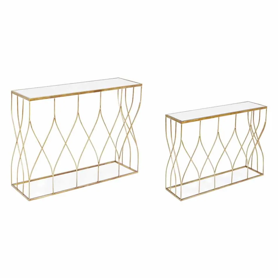 Elegancka konsola ze stali i szkła o nowoczesnym designie i glamour 2 sztuki - Irene Viadurini