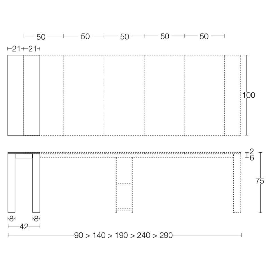 Rozkładana konsola zewnętrzna z metalową podstawą i blatem HPL - Aghetto Viadurini
