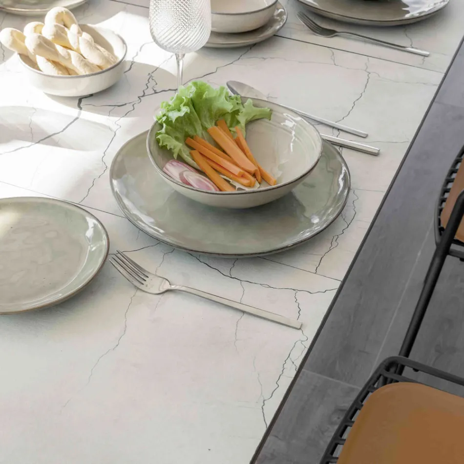 Rozkładana konsola zewnętrzna z metalową podstawą i blatem HPL - Aghetto Viadurini