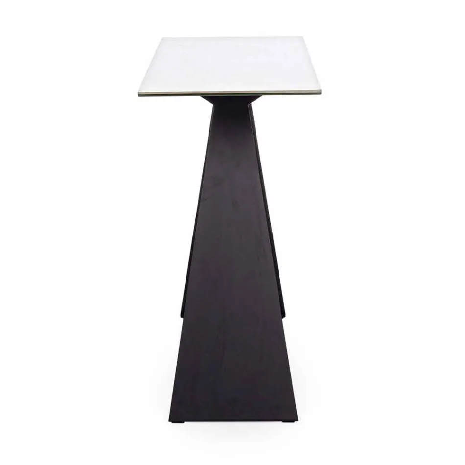 Stalowa konsola z ceramicznym i szklanym blatem w nowoczesnym stylu - Cubebe Viadurini