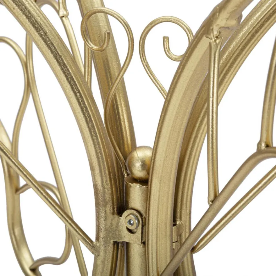 Żelazna konsola ze złotym wykończeniem z przezroczystym szklanym blatem - Farella Viadurini