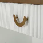 Drewniana konsola z blatem i wkładkami o zaokrąglonym kształcie i szufladą - Rachel Viadurini