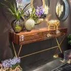 Konsola z polerowanego drewna hebanowego z przesuwanymi szufladami Ada 4 Viadurini