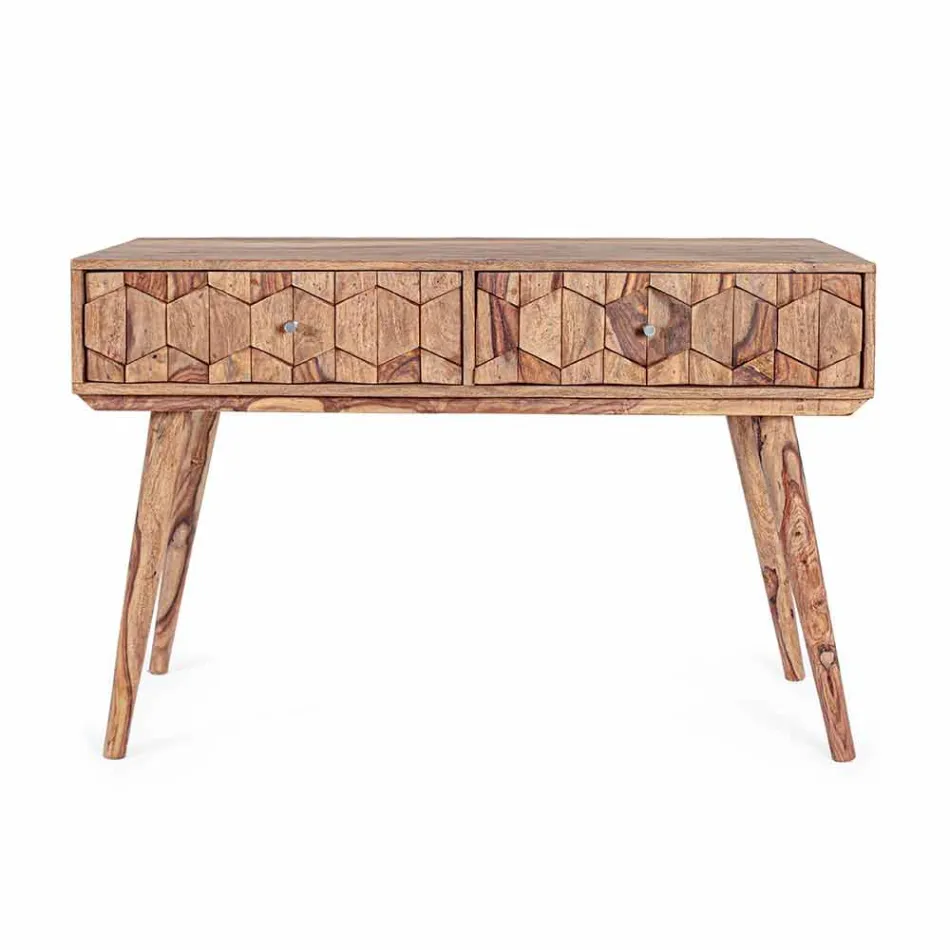 Konsola z drewna Sheesham z dwiema szufladami Luxury Design Homemotion - Fregene Viadurini