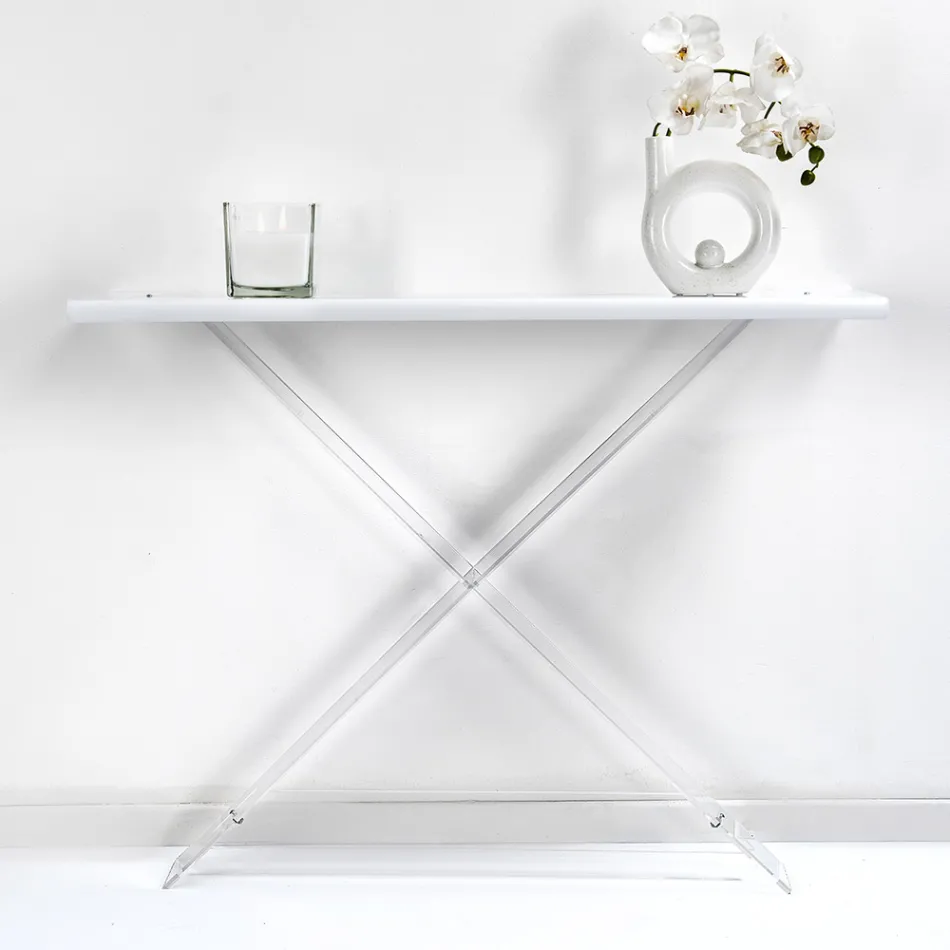 Konsola z pleksiglasu do przedpokoju lub salonu Made in Italy - Tennessee Viadurini