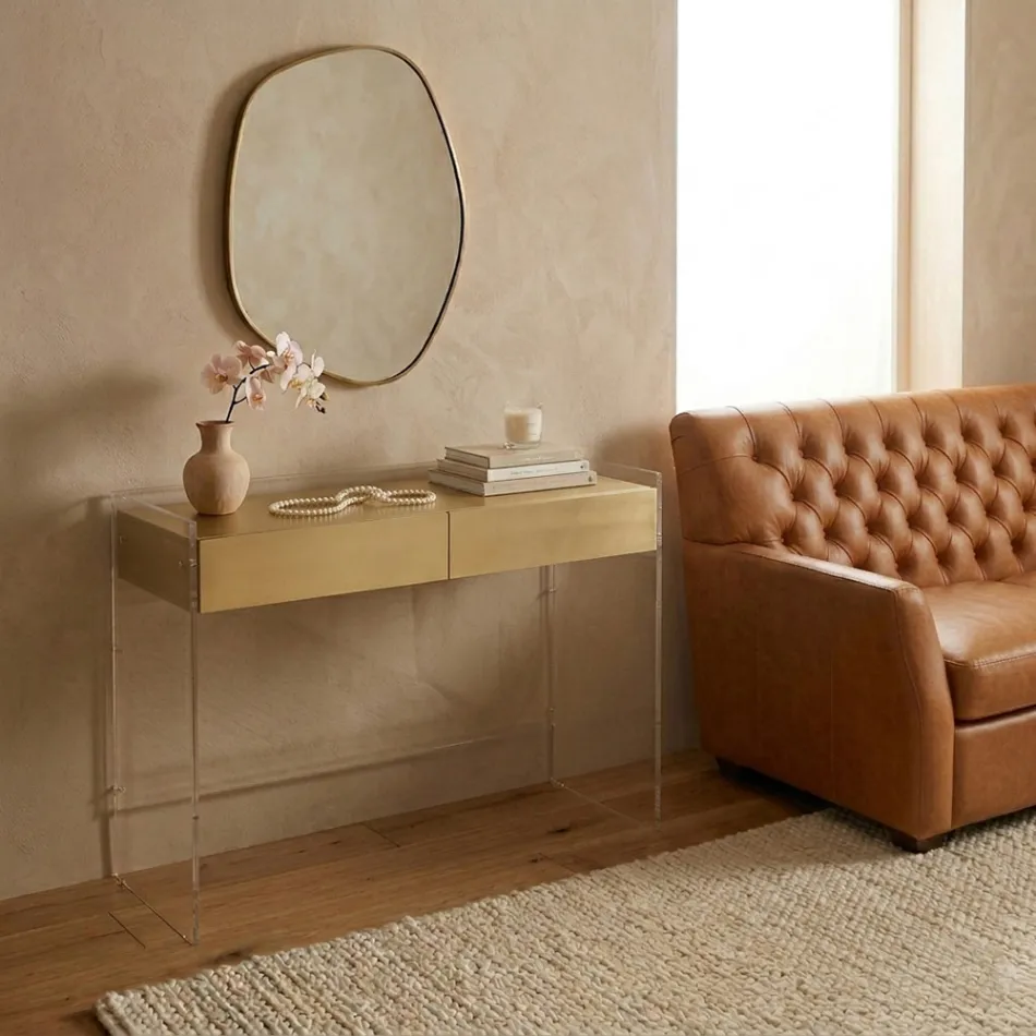 Stolik konsolowy w trzech wykończeniach z pleksiglasu Wyprodukowano we Włoszech - Fedra Viadurini