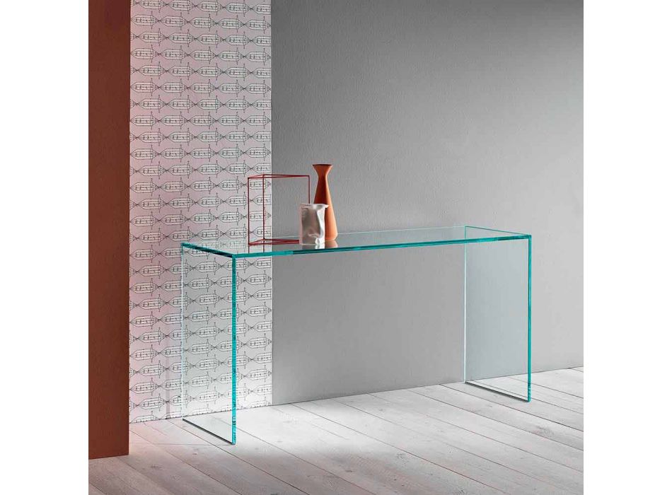 Konsola z bardzo przezroczystego szkła Elegancki minimalistyczny design 2 wymiary - Selex Viadurini