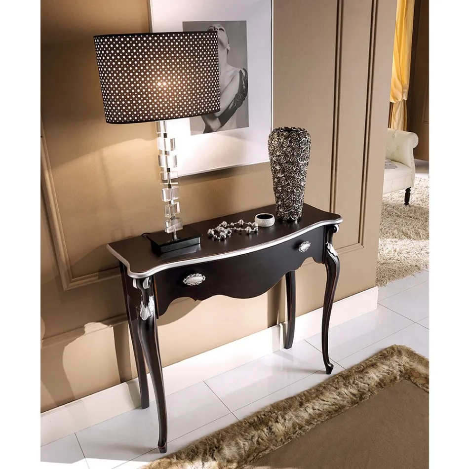 Klasyczna drewniana konsola wejściowa z szufladą Made in Italy - Ottaviano Viadurini