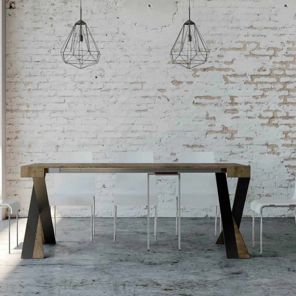 Nowoczesna konsola z możliwością przedłużenia do 300 cm z antracytową ramą Made in Italy - Avventura Viadurini