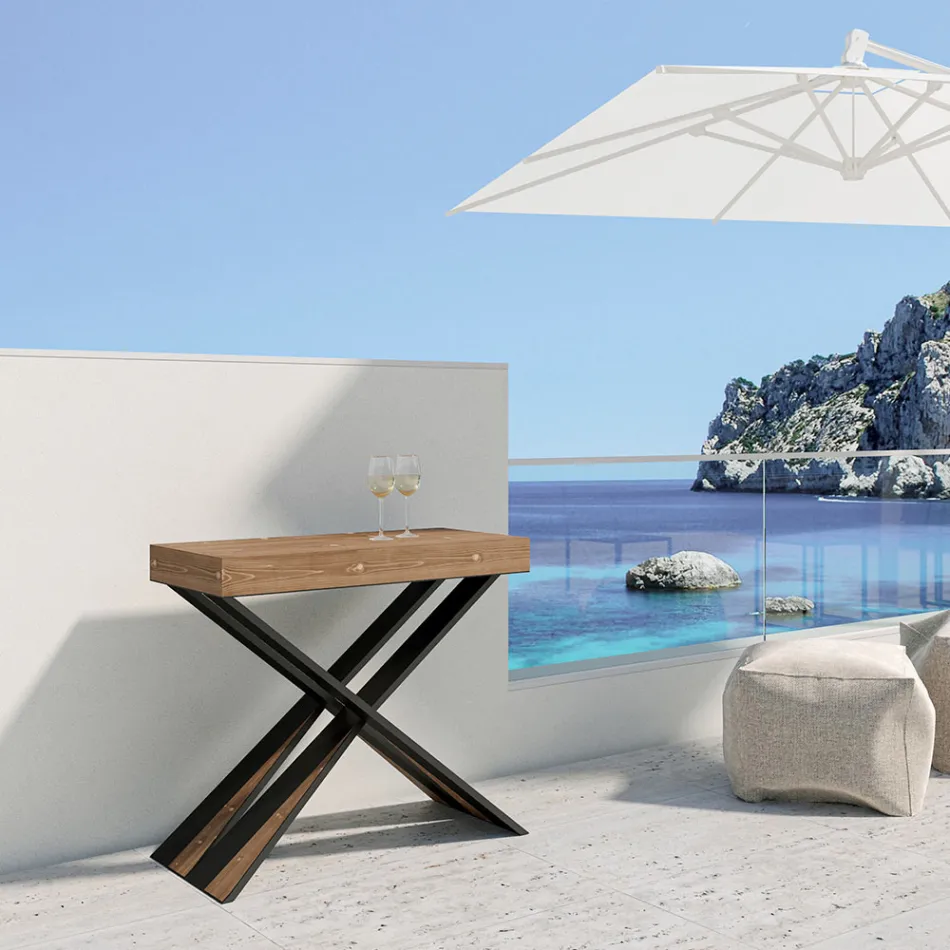 Nowoczesna konsola z możliwością przedłużenia do 300 cm z antracytową ramą Made in Italy - Avventura Viadurini