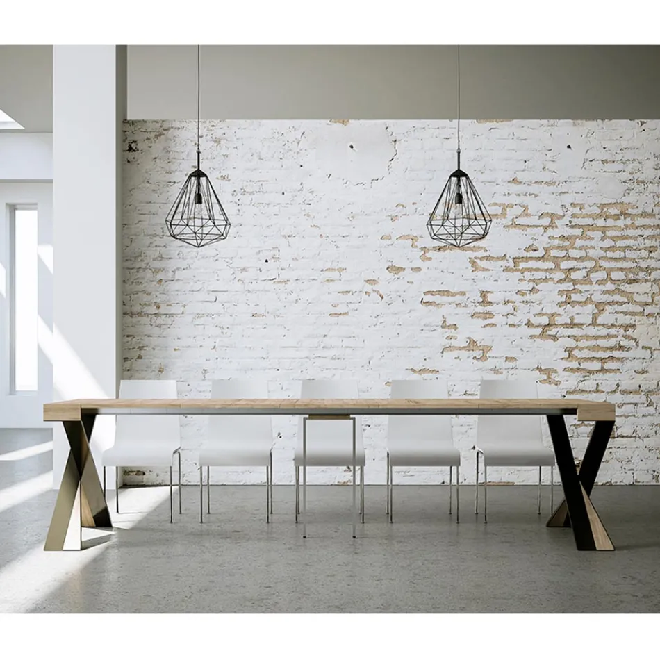 Nowoczesna konsola z możliwością przedłużenia do 300 cm z antracytową ramą Made in Italy - Avventura Viadurini