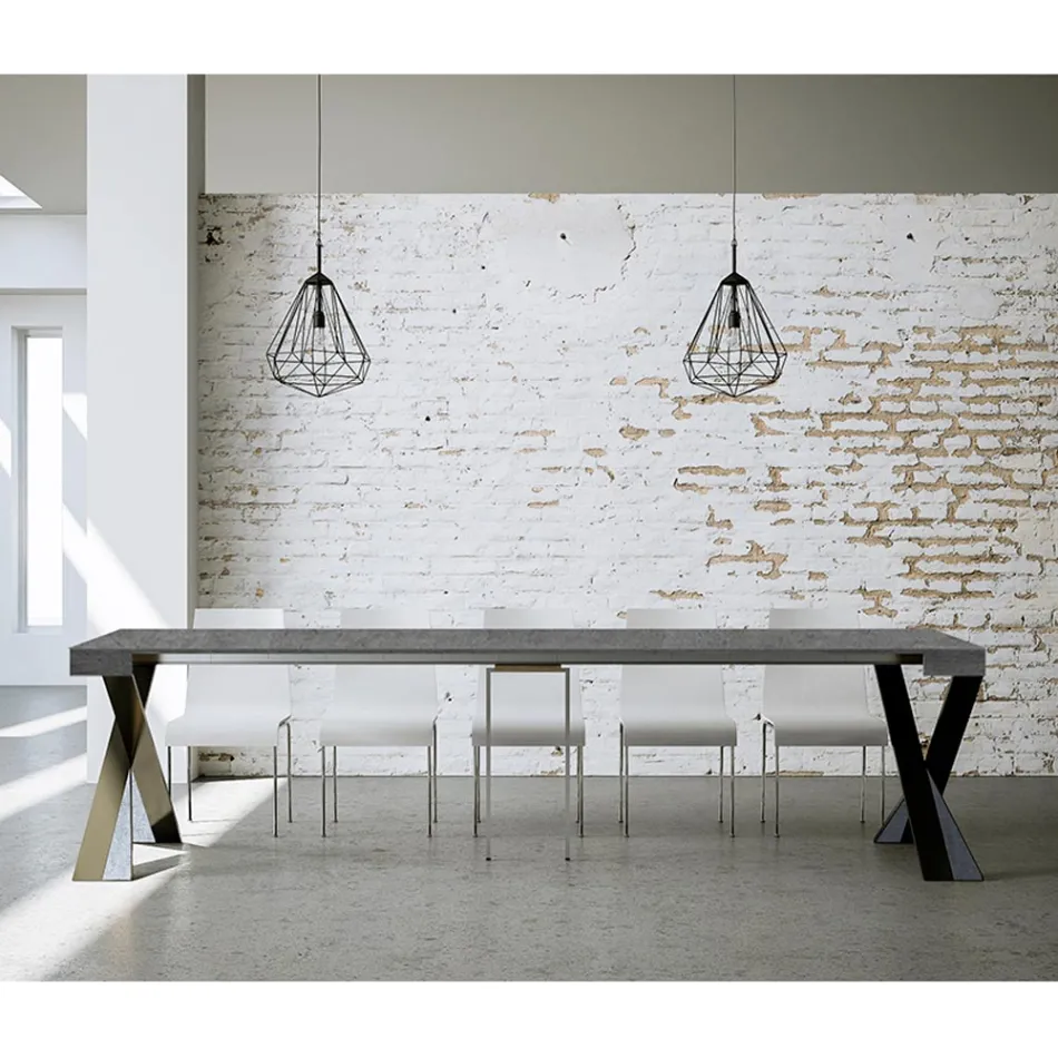 Nowoczesna konsola z możliwością przedłużenia do 300 cm z antracytową ramą Made in Italy - Avventura Viadurini