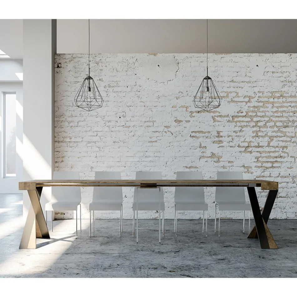 Nowoczesna konsola z możliwością przedłużenia do 300 cm z antracytową ramą Made in Italy - Avventura Viadurini