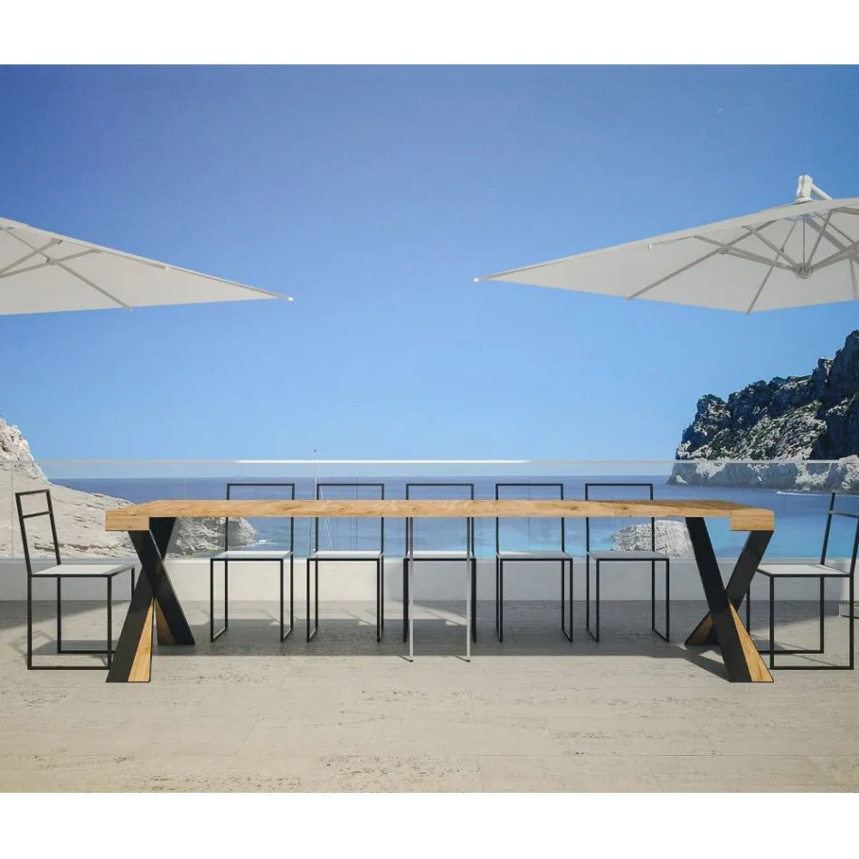 Nowoczesna konsola z możliwością przedłużenia do 300 cm z antracytową ramą Made in Italy - Avventura Viadurini