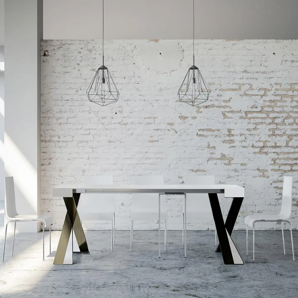 Nowoczesna konsola z możliwością przedłużenia do 300 cm z antracytową ramą Made in Italy - Avventura Viadurini